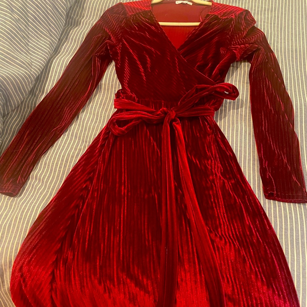 Maroon/burgundy long sleeve midi dress from Baltic Born.